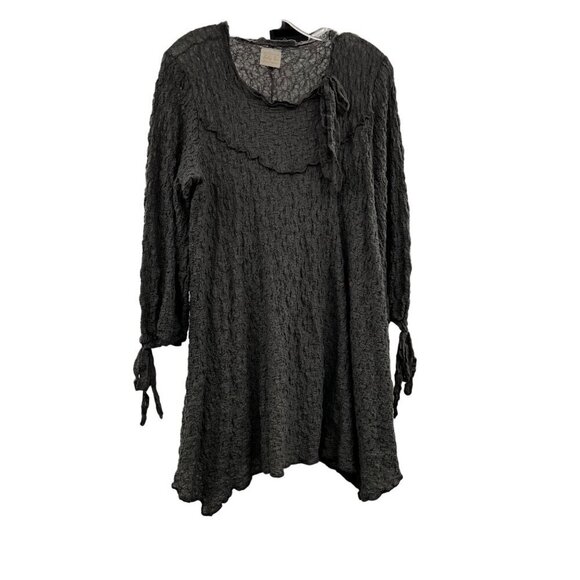 Ladie B'z Long Tie Sleeve Gray Lace Shift Dress Women's Size Large Bow - Picture 1 of 8